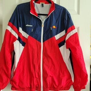Ellesse Windbreaker Jacket XL Red White & Blue Like New Fits Slim